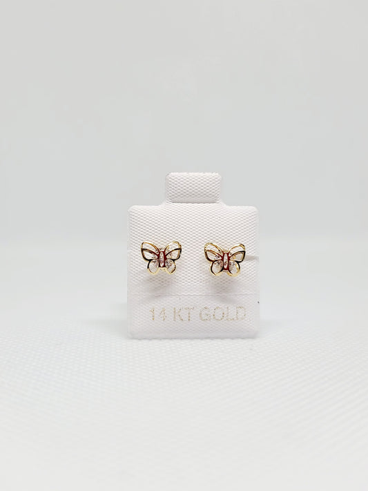 14k Yellow Gold Butterfly Earrings