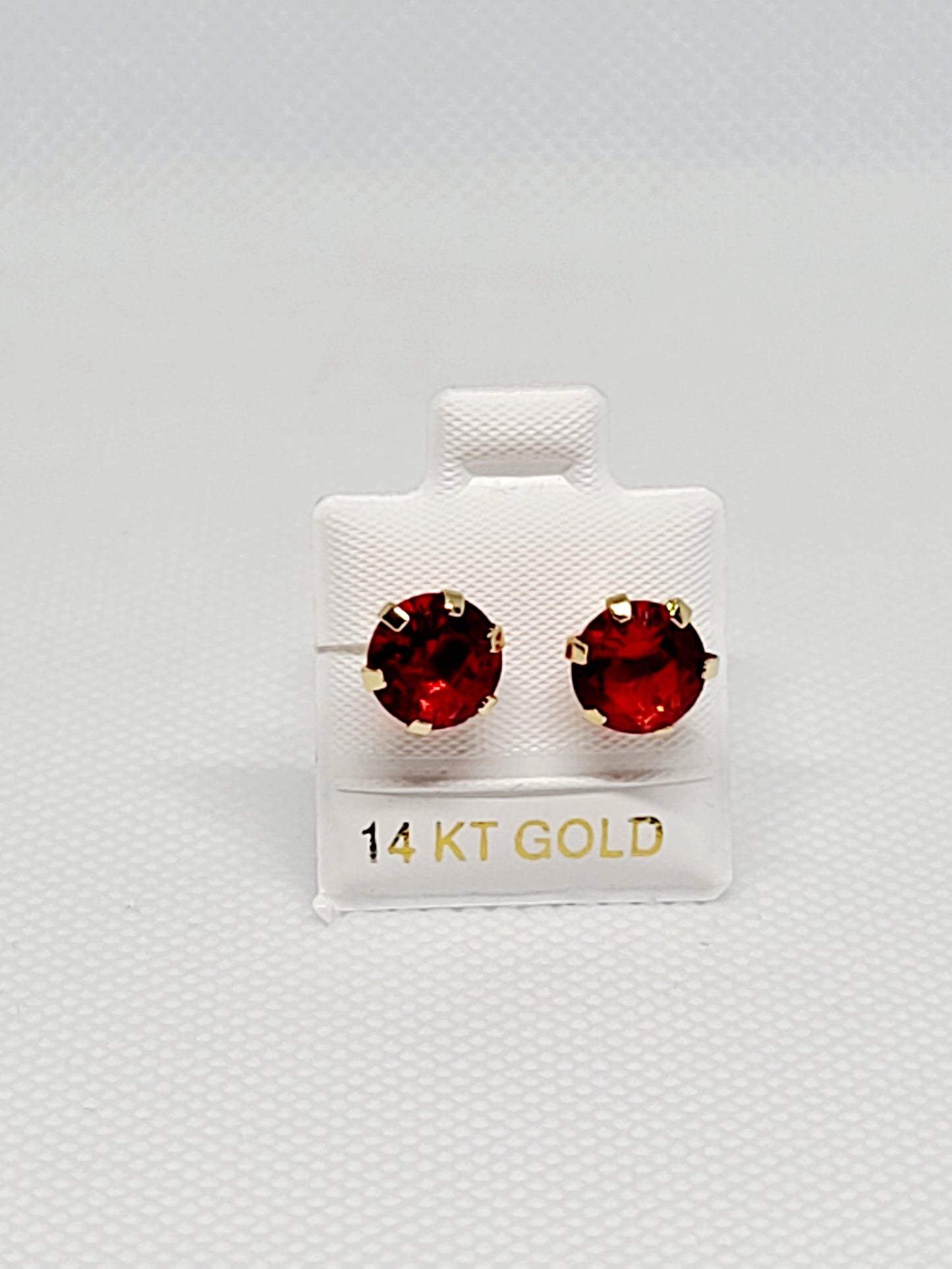 14k Yellow Gold Ruby Round Stud Earrings 6mm