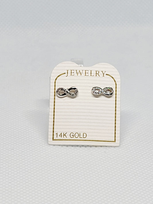 Aretes infinitos de oro blanco de 14 k