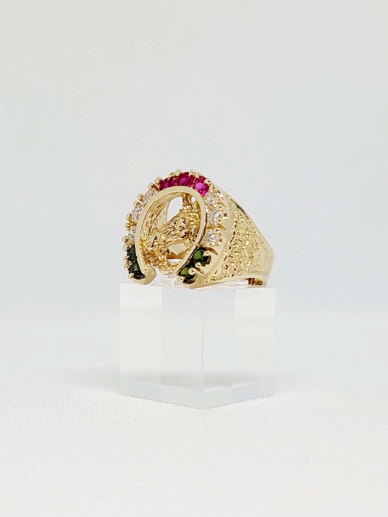 14k Men's Mexican Colors Horseshoe Ring
