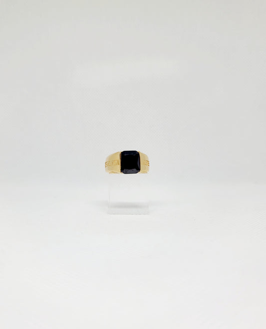 14k Men's Black Rectangle Ring