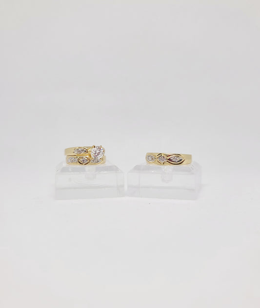 Conjunto de boda trío de 14k tres