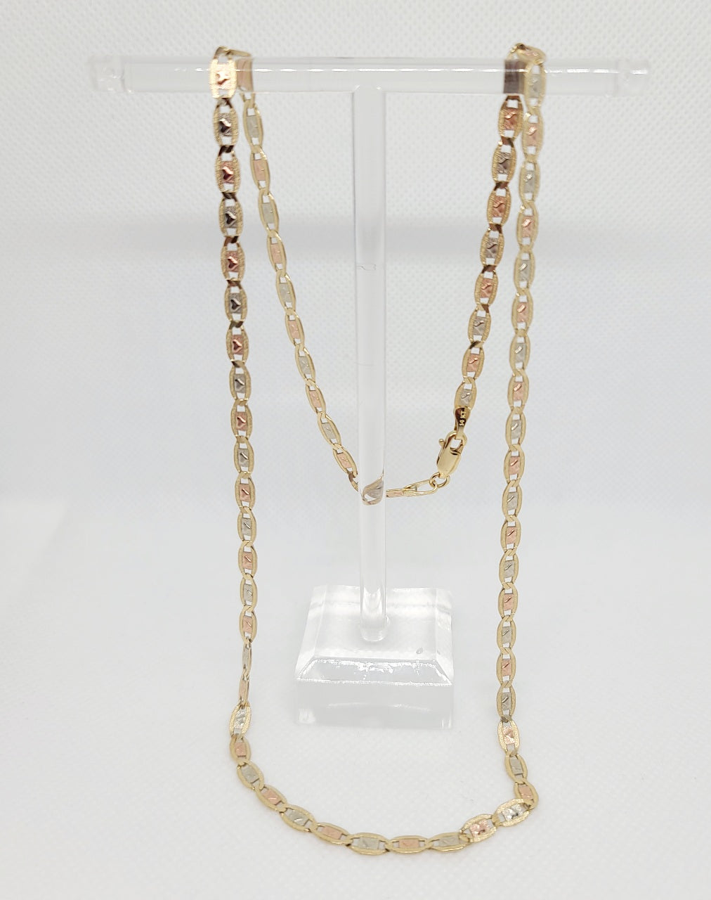 14k Valentino 3-Tone Heart Chain