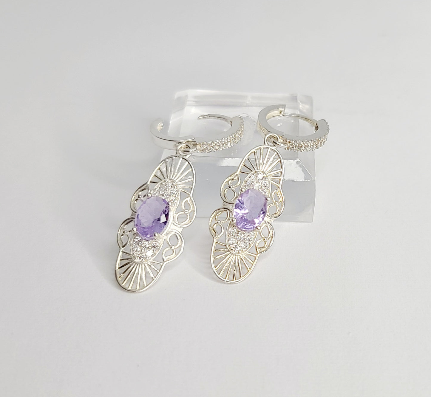 .925 Lavander Huggie Earrings