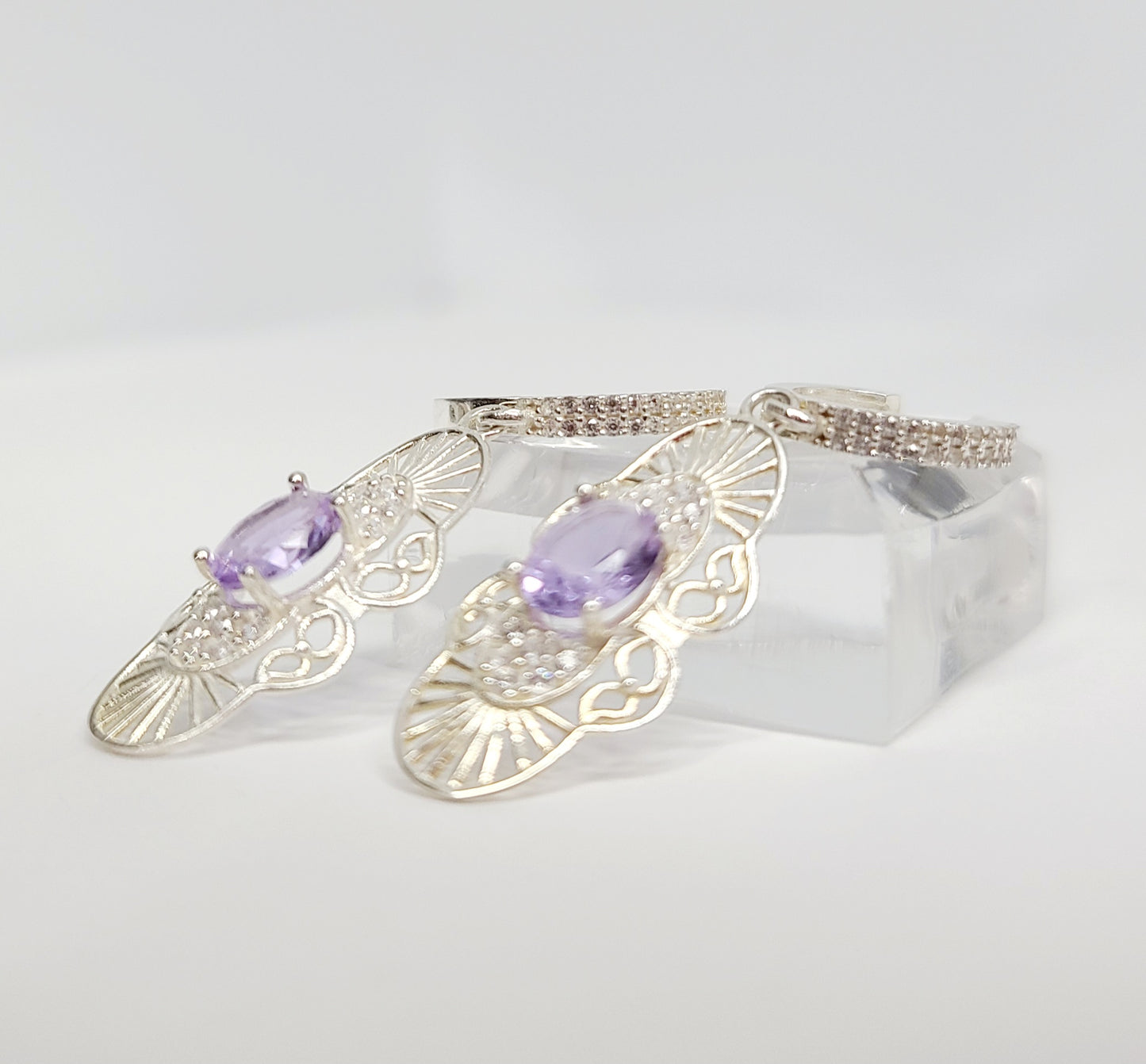 .925 Lavander Huggie Earrings