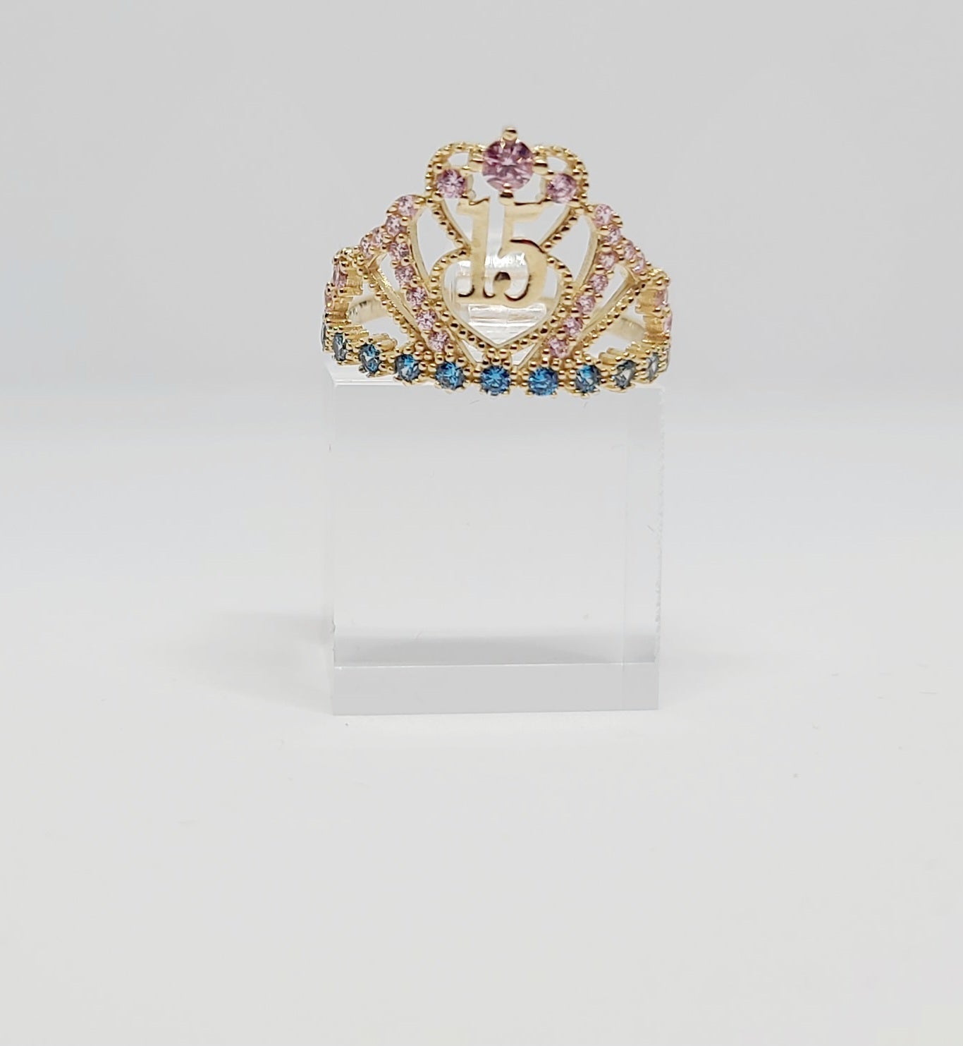 14k Pink/Blue Quinceñera Ring