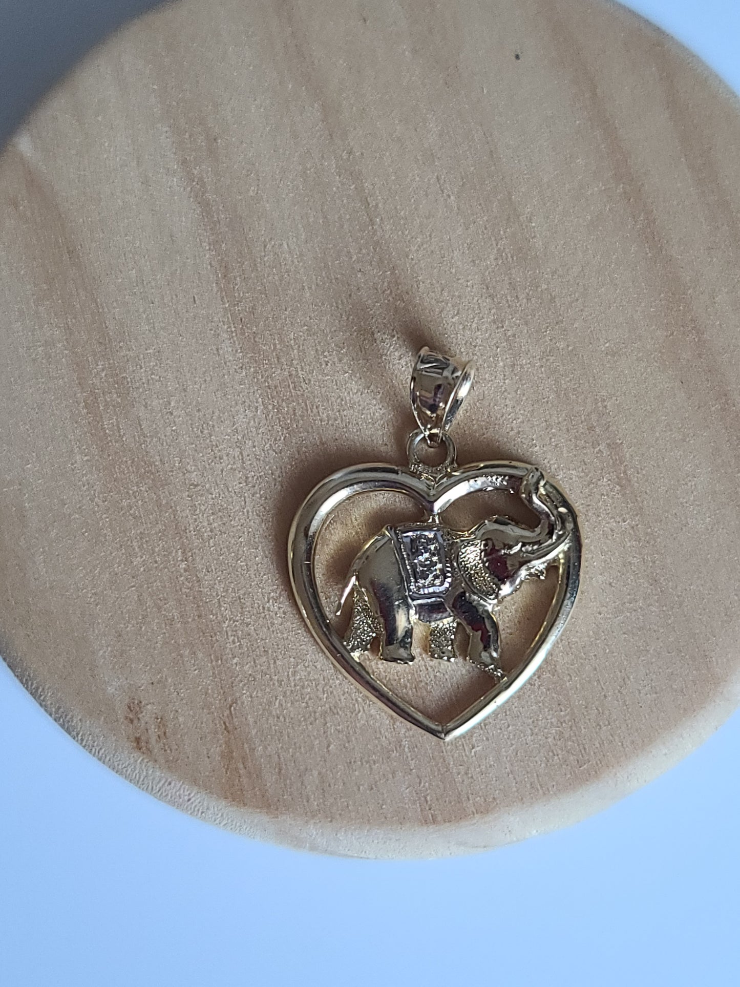 14k Elephant Heart Pendant