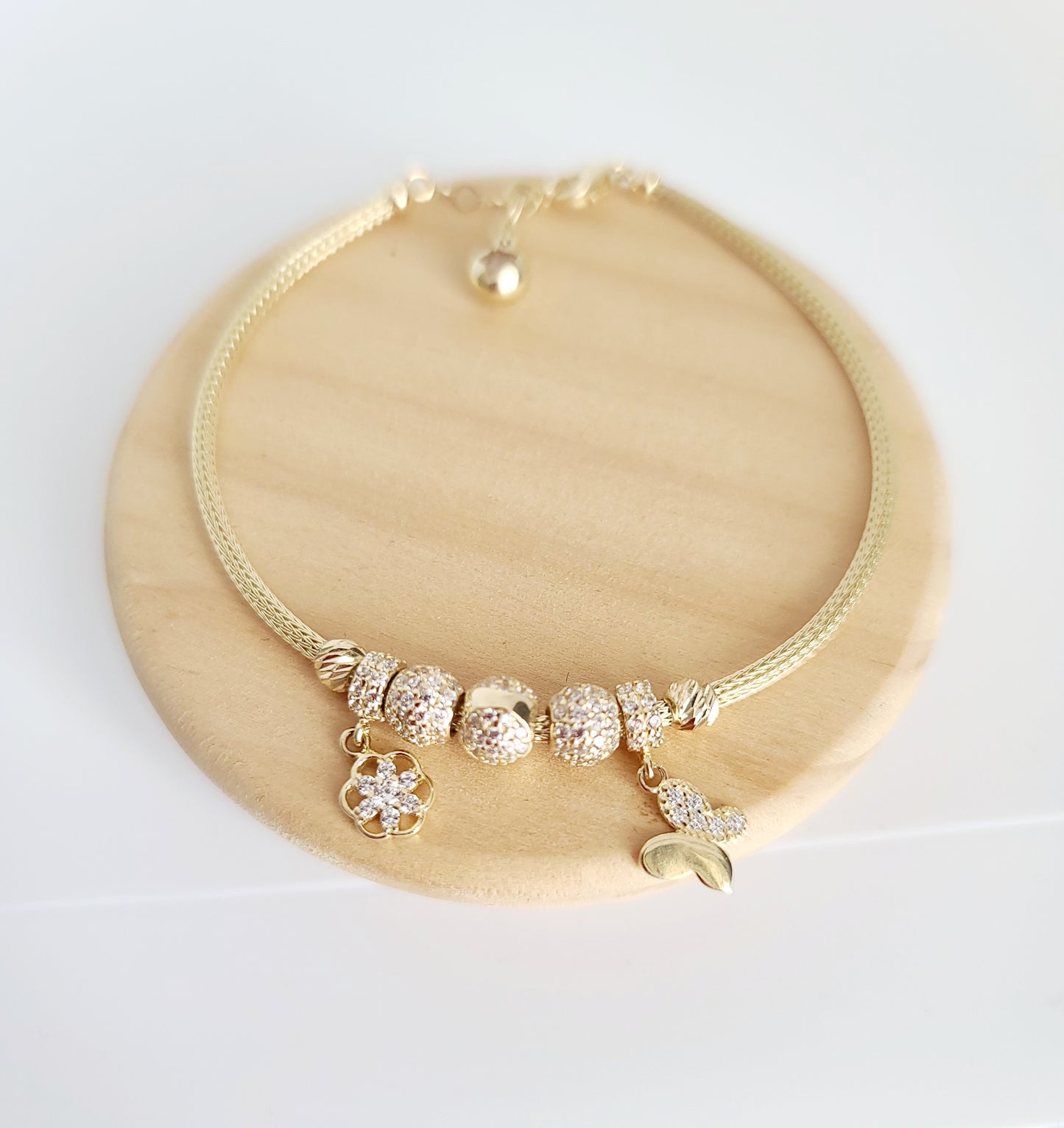 14K Charm Bracelet 3mm