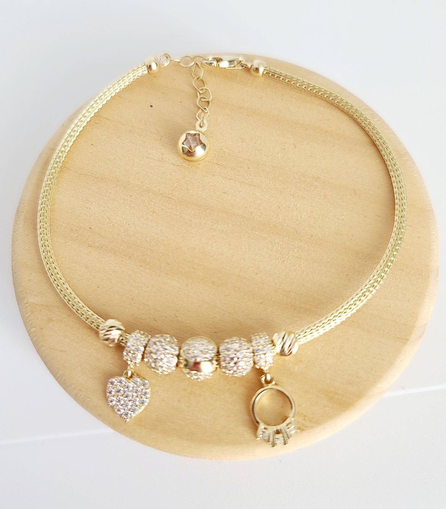 14K Charm Bracelet 3mm