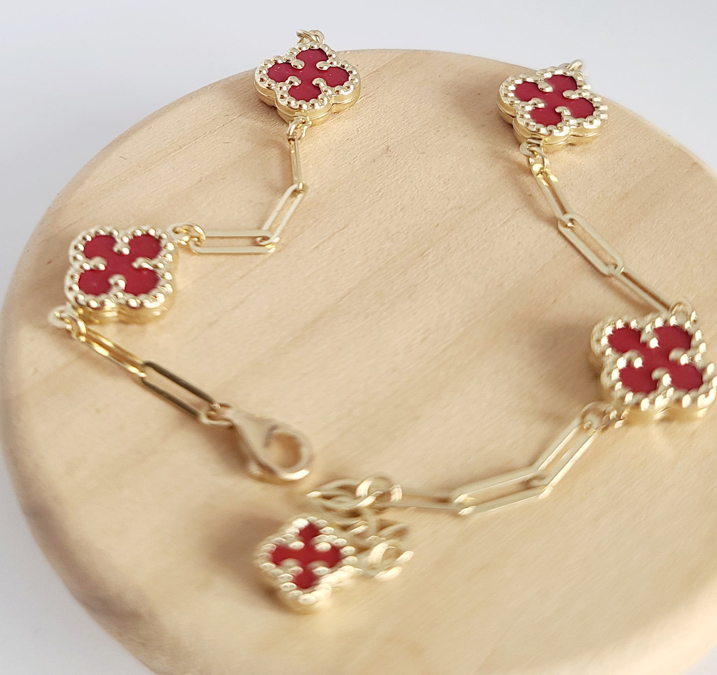 14K Four-leaf Clover Anklet