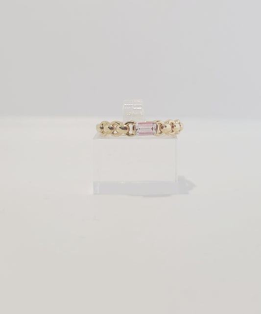 14k Women Curb Link Stone Ring