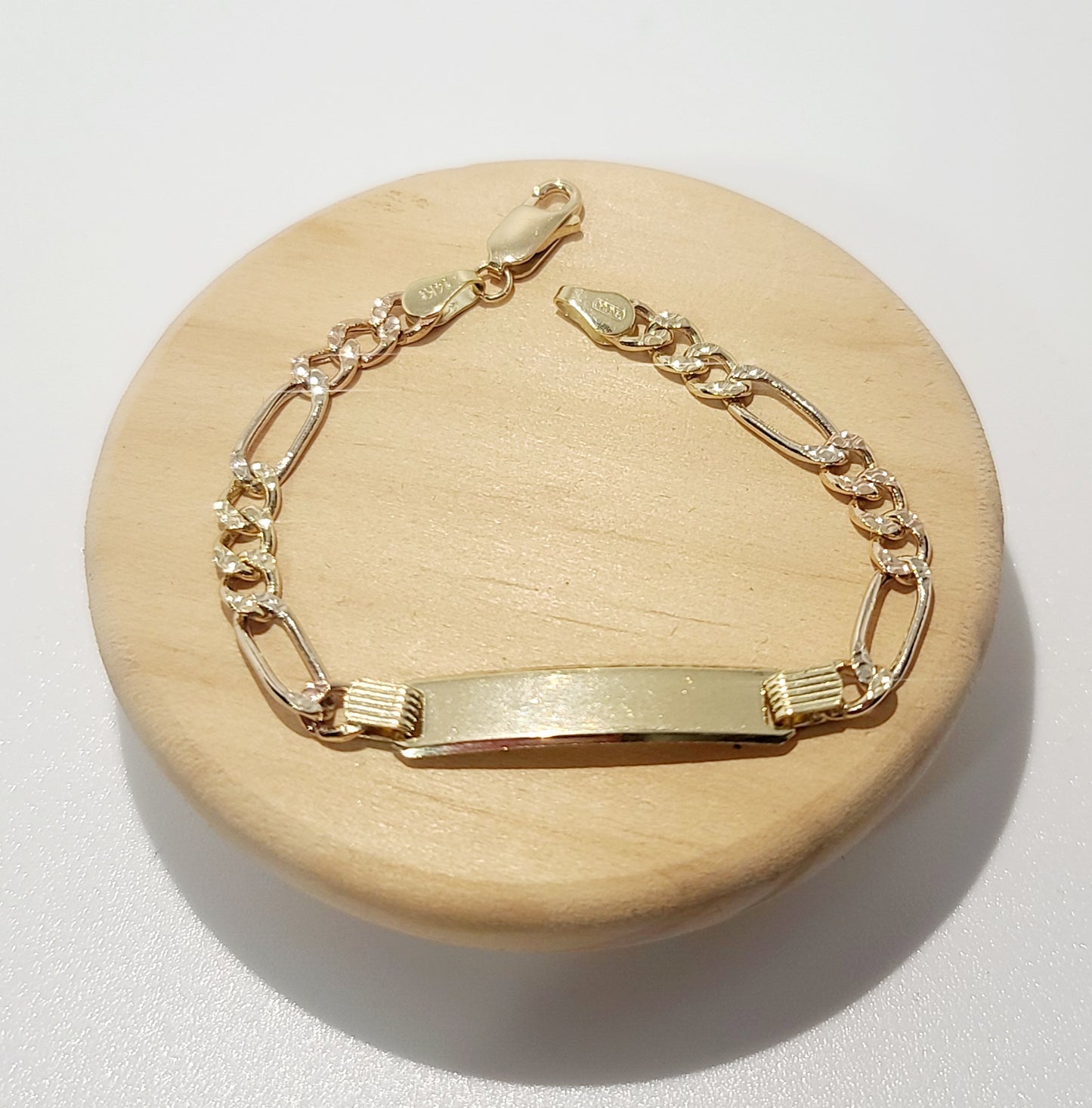 14K Figaro Tri-Color Child Bracelet