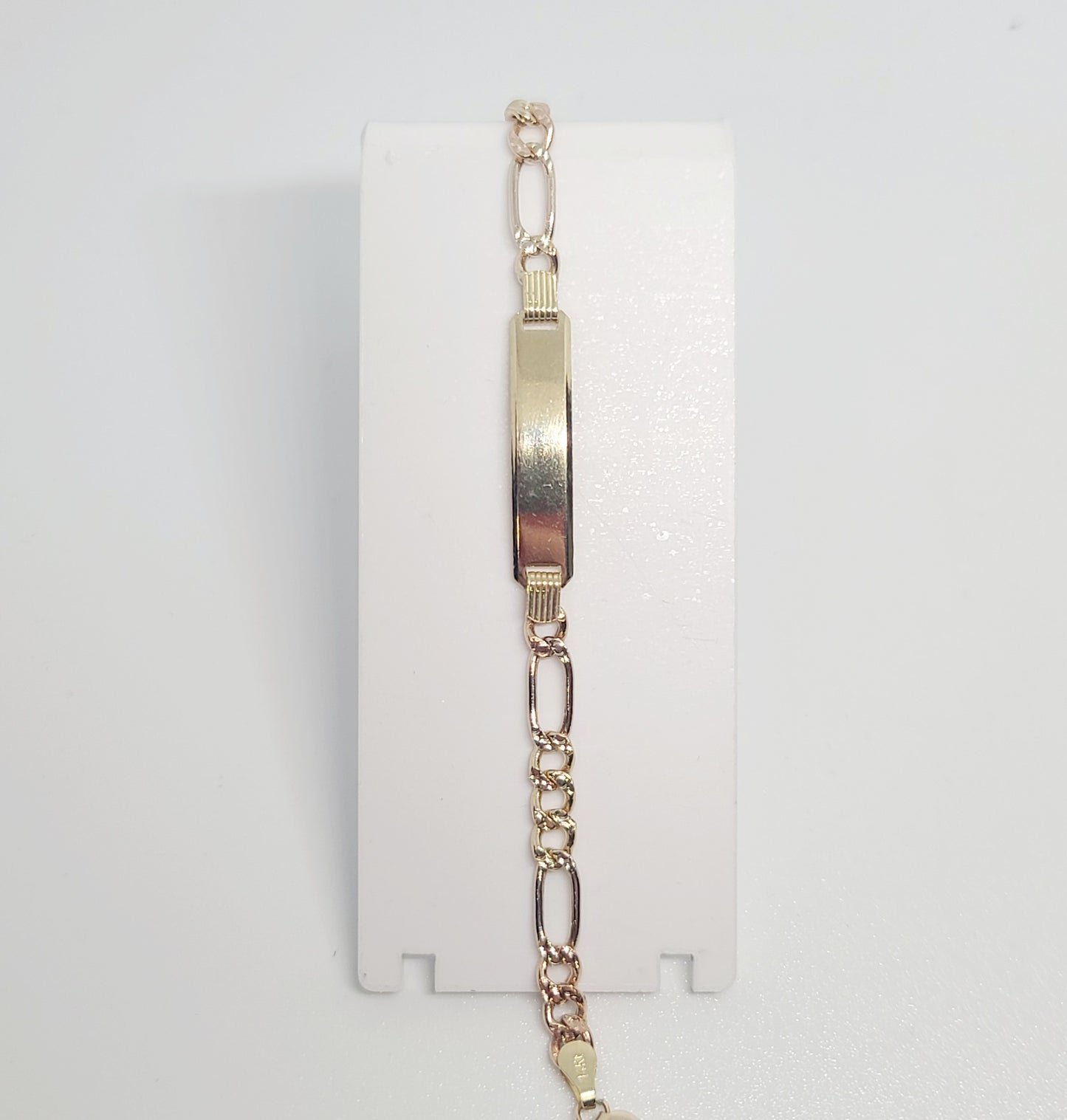 14K Figaro Tri-Color Child Bracelet