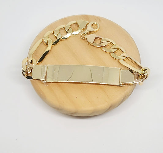 14K Name Plate Figaro Bracelet